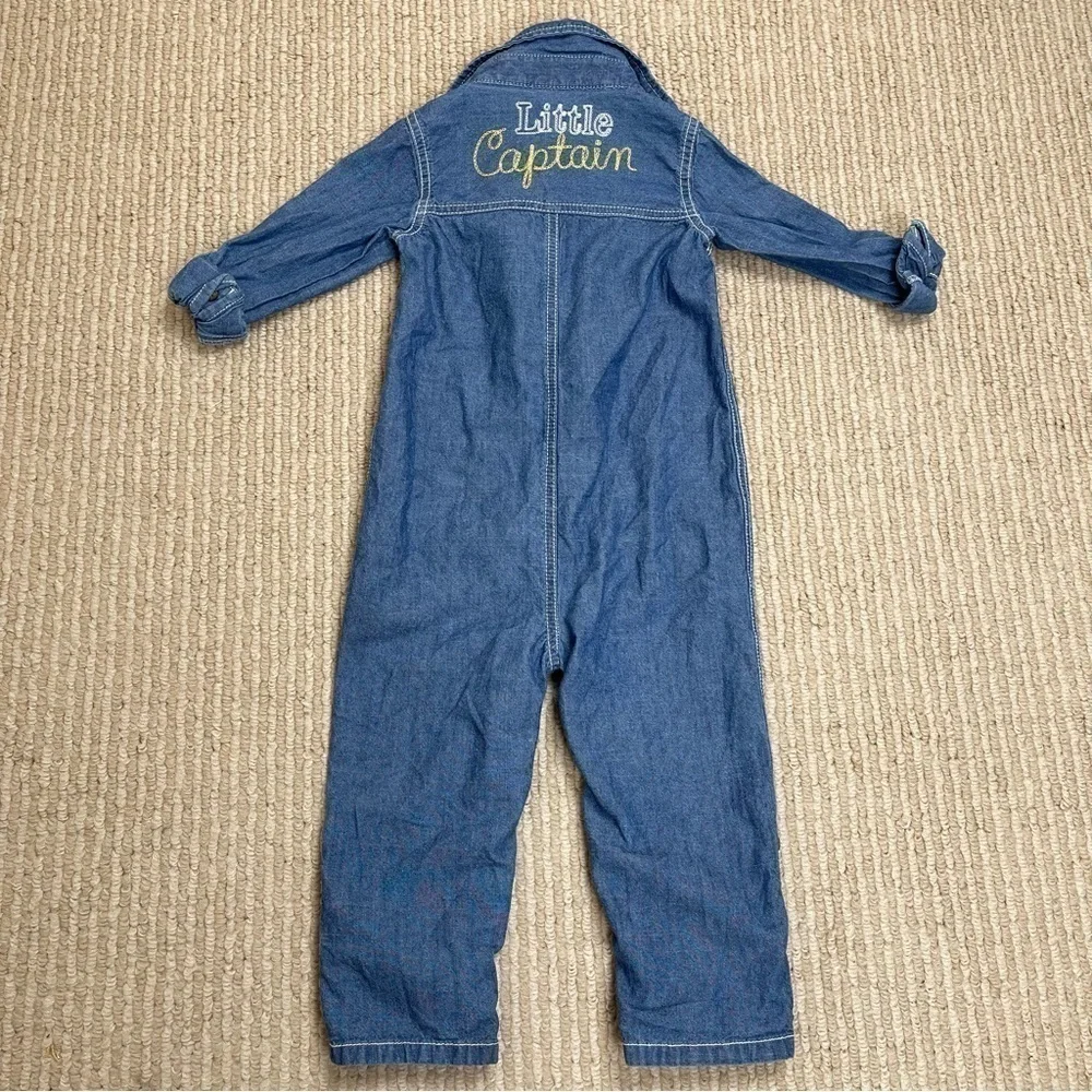 Carter’s Little Captain Chambray Long Sleeve Jumpsuit Size 24 Months Baby